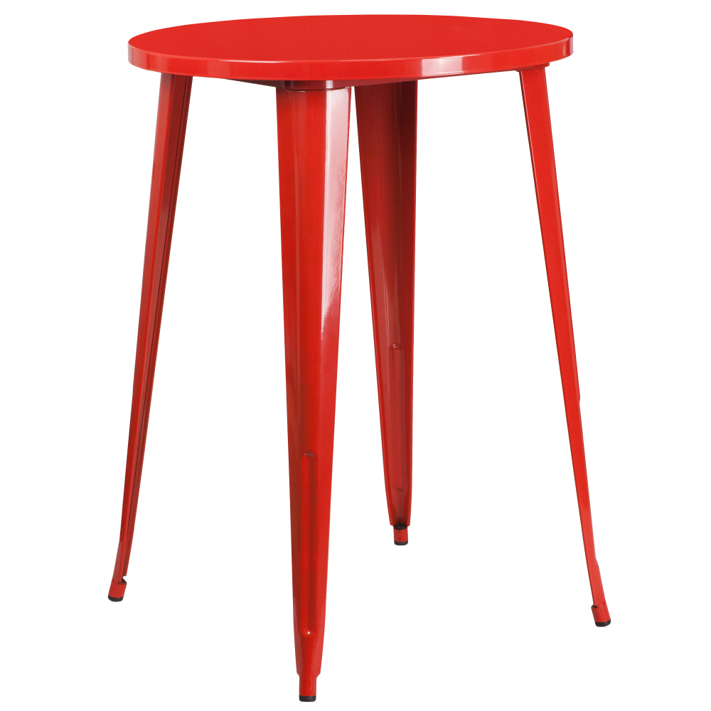 Flash Furniture Commercial Grade 30in Round Metal Indoor-Outdoor Bar Height Table, Red MPN:CH5109040RED