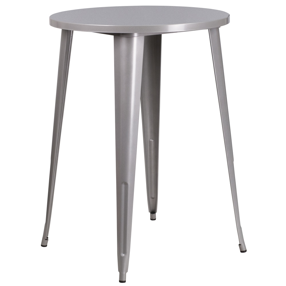 Flash Furniture Commercial Grade 30in Round Metal Indoor-Outdoor Bar Height Table, Silver MPN:CH5109040SIL