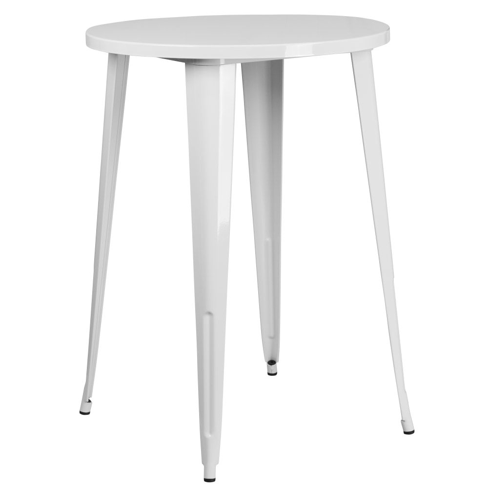 Flash Furniture Commercial Grade 30in Round Metal Indoor-Outdoor Bar Height Table, White MPN:CH5109040WH