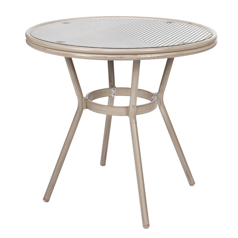 Flash Furniture Marseille Indoor/Outdoor Commercial Bistro 31.5in Table, Black & White Textilene/Light Natural Frame - SDA64180BKWHLN MPN:SDA64180BKWHLN