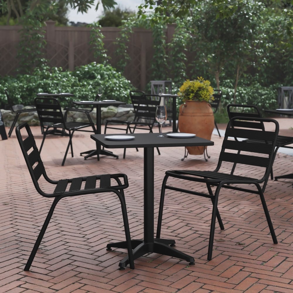 Flash Furniture Square Aluminum Indoor/Outdoor Furniture Table, 27-1/2inH x 23-1/2inW x 23-1/2inD, Gray/Black MPN:TLH0531BK