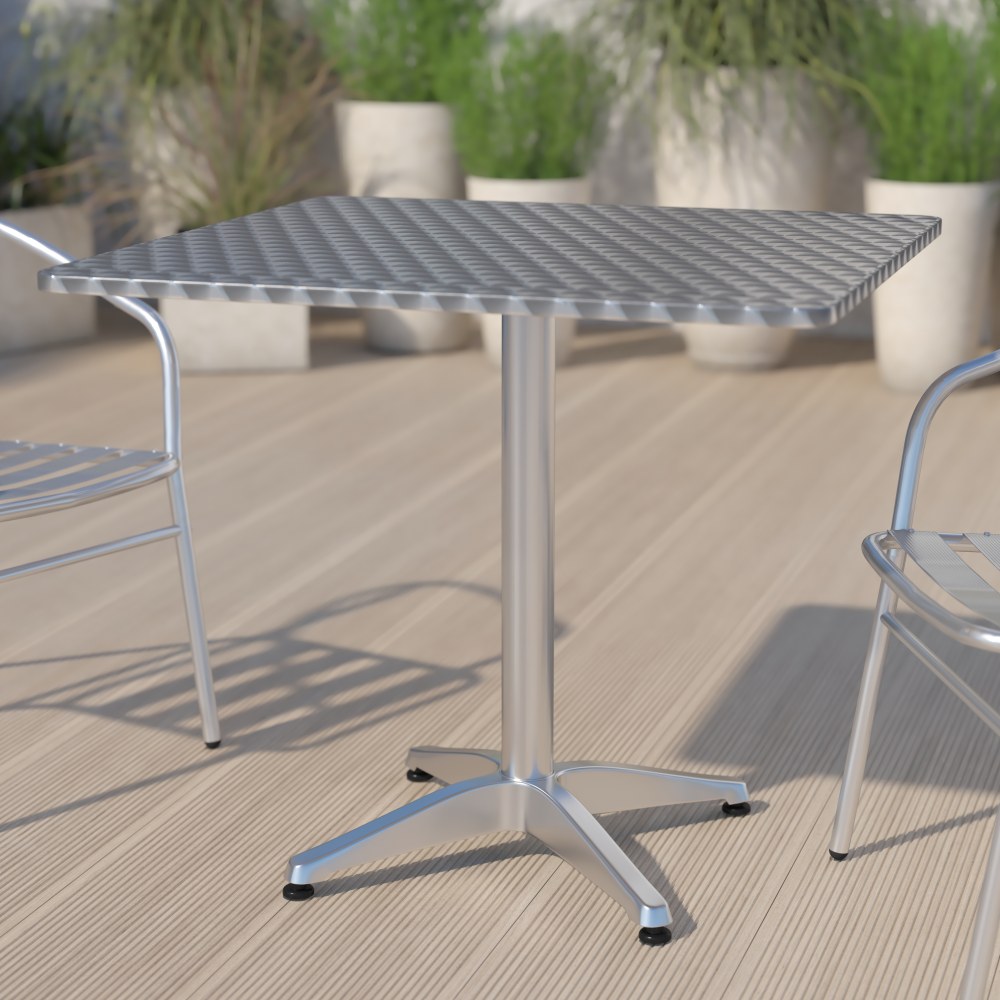 Flash Furniture Square Metal Indoor/Outdoor Table, 27-1/2inH x 31-1/2inW x 31-1/2inD, Silver MPN:TLH0533