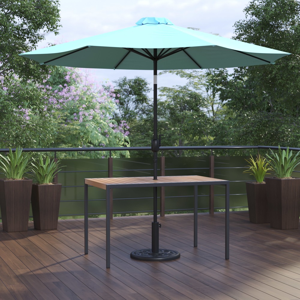 Flash Furniture Lark 3-Piece Outdoor Patio Table Set, 29-1/2inH x 30inW x 48inD, Teal MPN:XU3048UB19BTL