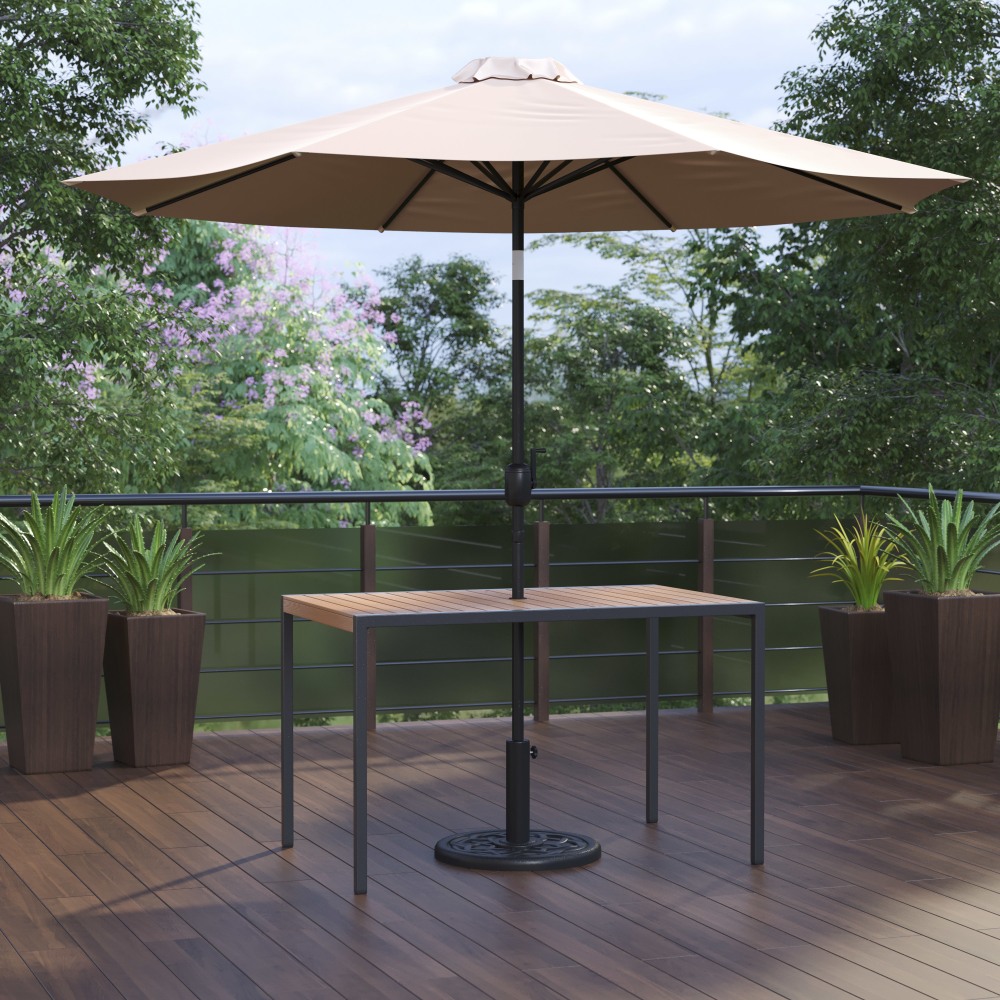 Flash Furniture Lark 3-Piece Outdoor Patio Table Set, 29-1/2inH x 30inW x 48inD, Tan MPN:XU3048UB19BTN
