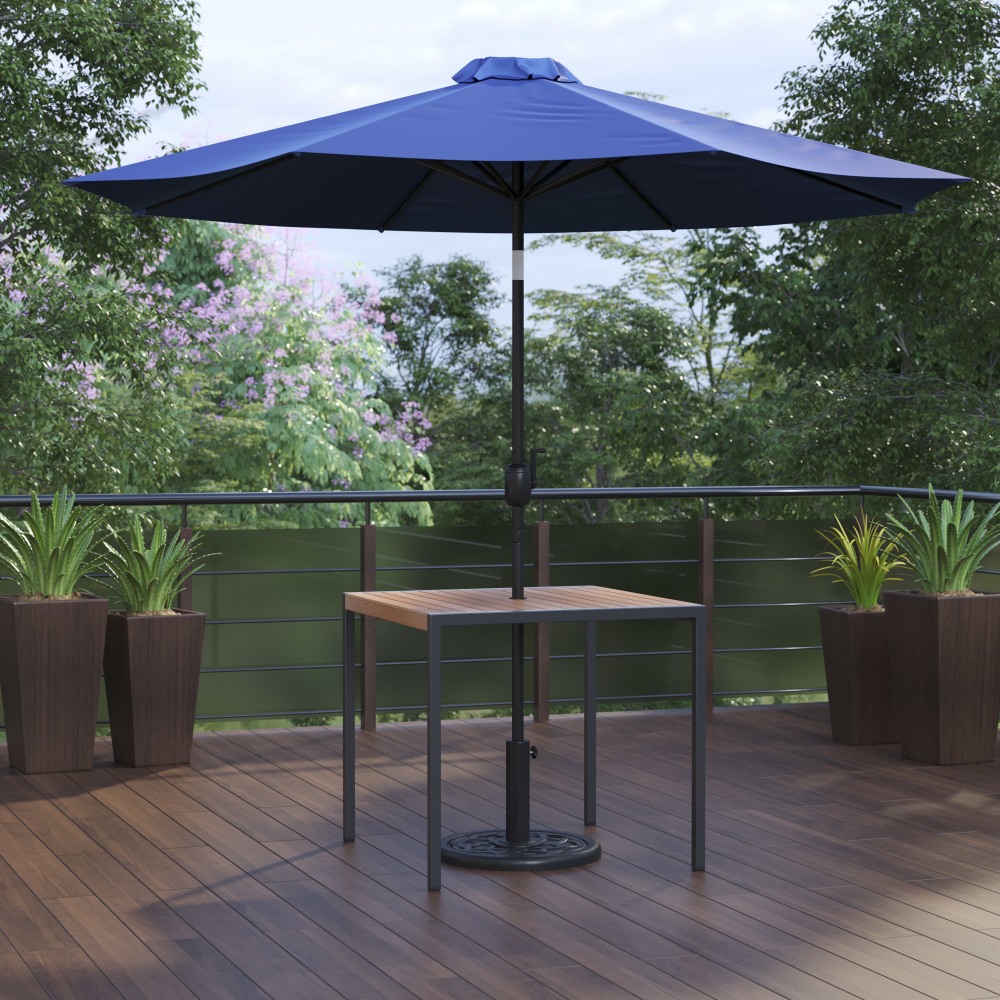 Flash Furniture Lark 3-Piece Outdoor Patio Table Set, 29-1/2inH x 35-1/4inW x 35-1/4inD, Navy MPN:XU8100UB19BNV