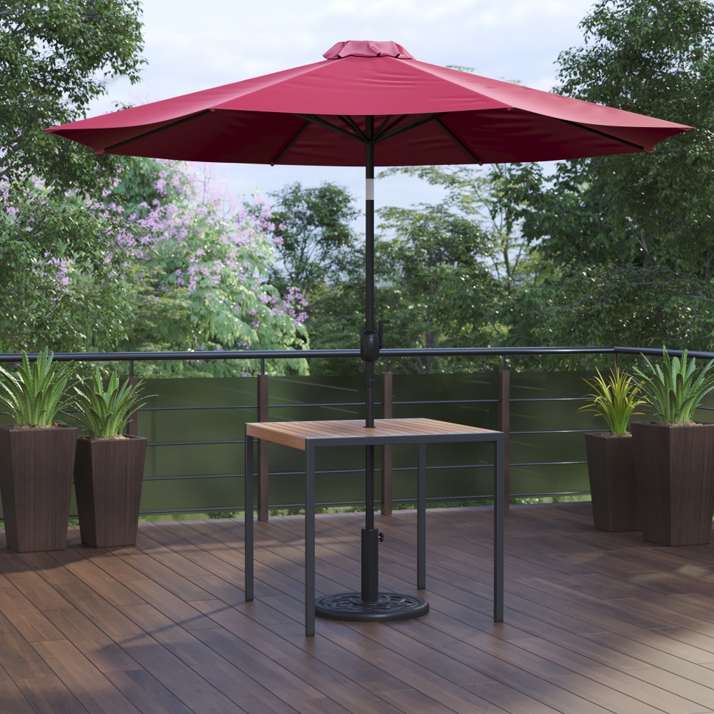 Flash Furniture Lark 3-Piece Outdoor Patio Table Set, 29-1/2inH x 35-1/4inW x 35-1/4inD, Red MPN:XU8100UB19BRD