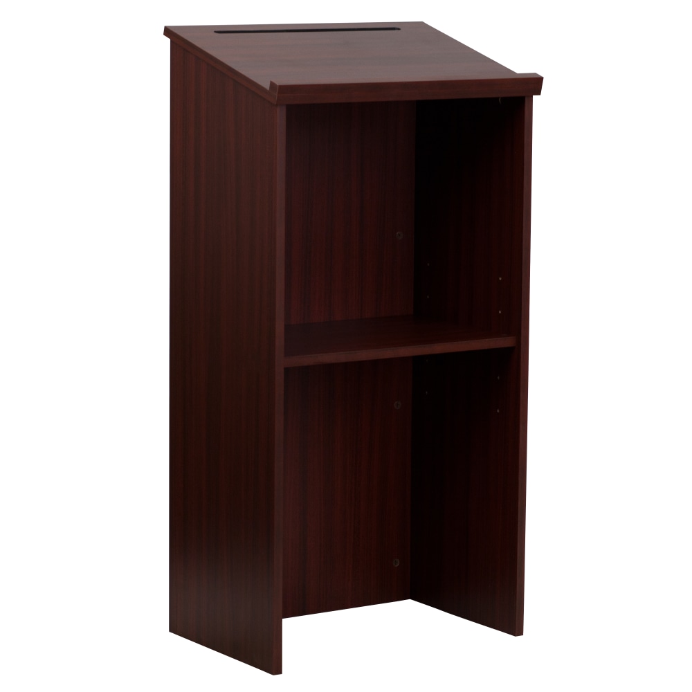 Flash Furniture Stand-Up Wood Lectern, 45-3/4inH x 23inW x 15inD, Mahogany MPN:MTM8830LECTMAH