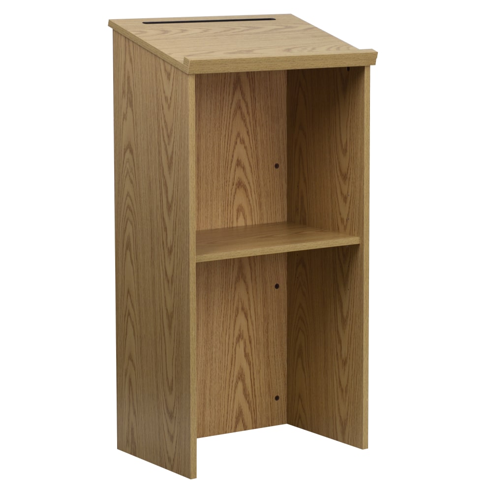 Flash Furniture Stand-Up Wood Lectern, 45-3/4inH x 23inW x 15inD, Oak MPN:MTM8830LECTOAK