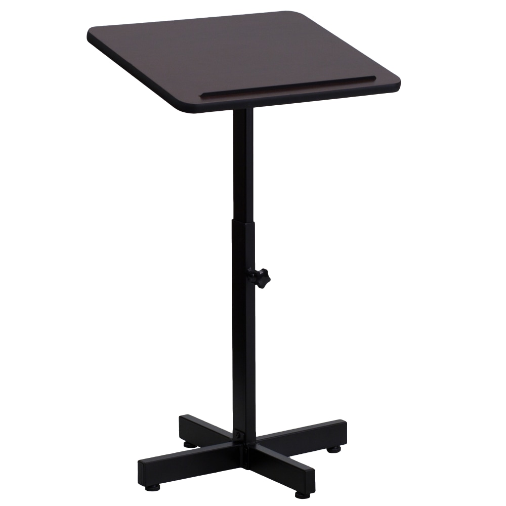 Flash Furniture Adjustable-Height Metal Lectern, 48inH x 20inW x 18-1/4inD, Mahogany MPN:XULECTERNADJ