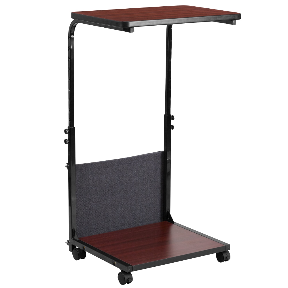 Flash Furniture Sit/Stand Ergonomic Computer Desk Mobile Workstation With Removable Pouch, 46-3/4inH x 24inW x 20inD, Mahogany MPN:MT62881