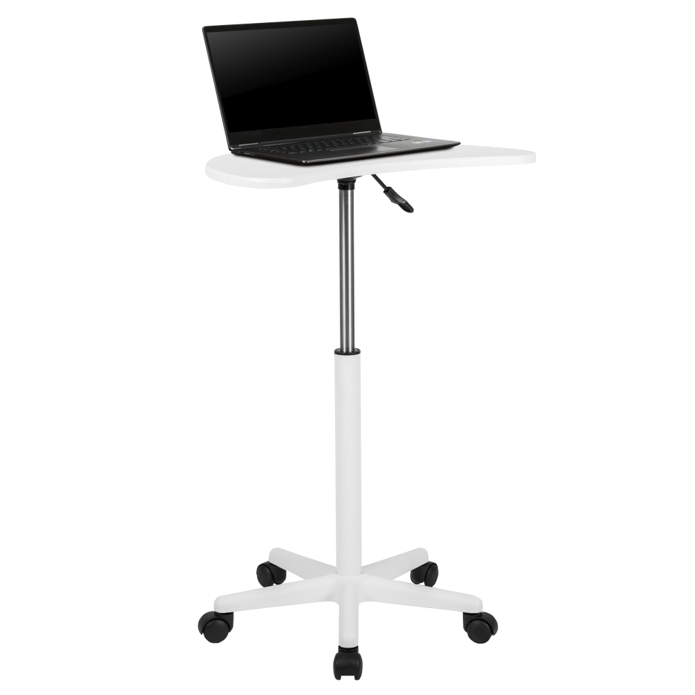 Flash Furniture Sit To Stand Laptop Computer Desk Mobile Workstation, 36-1/2inH x 25-1/2inW x 22-1/2inD, White MPN:NANJN2792WH