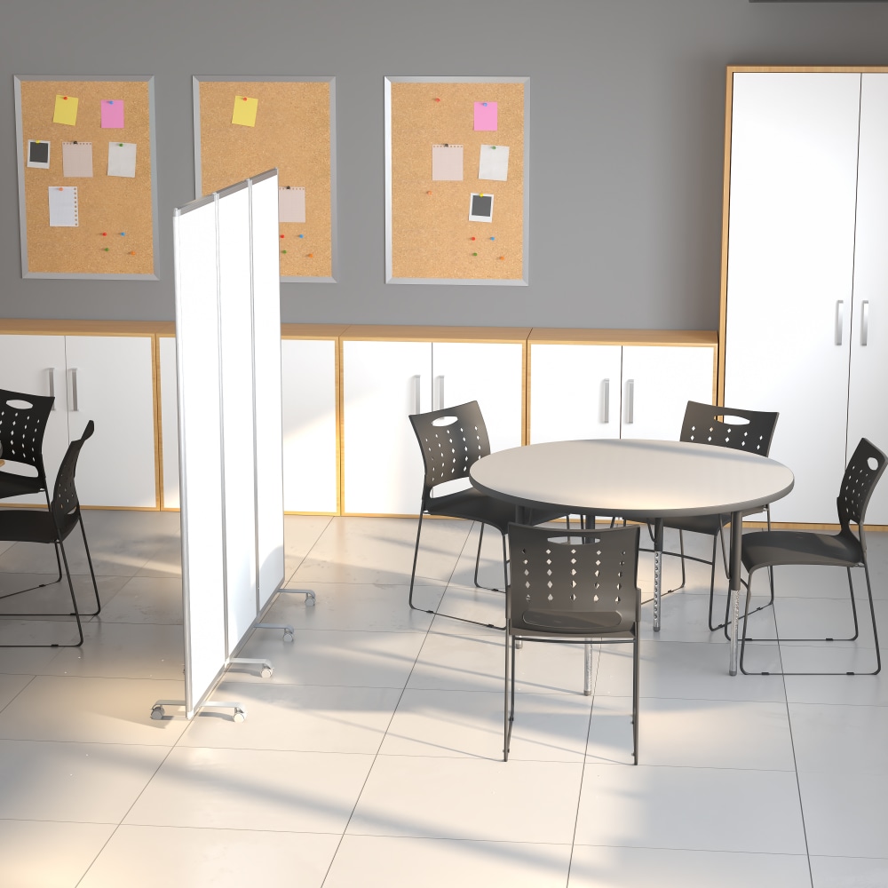 Flash Furniture Mobile Magnetic Whiteboard Partition With Lockable Casters, 72in x 24in, White MPN:BRPTT0013M60183