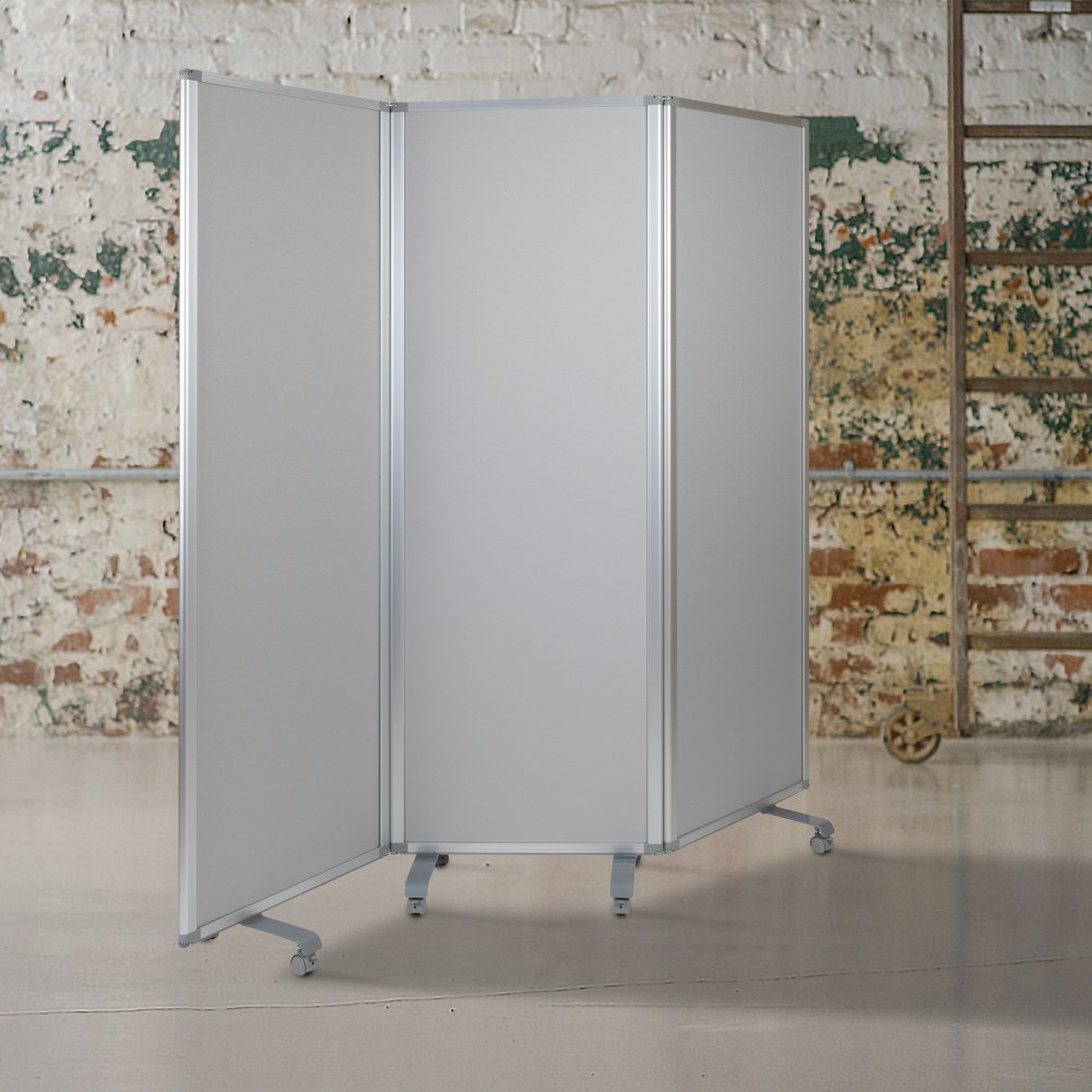 Flash Furniture Double-Sided Mobile Magnetic Whiteboard/Cloth Partition With Lockable Casters, White/Gray MPN:BRPTT0013MP6183