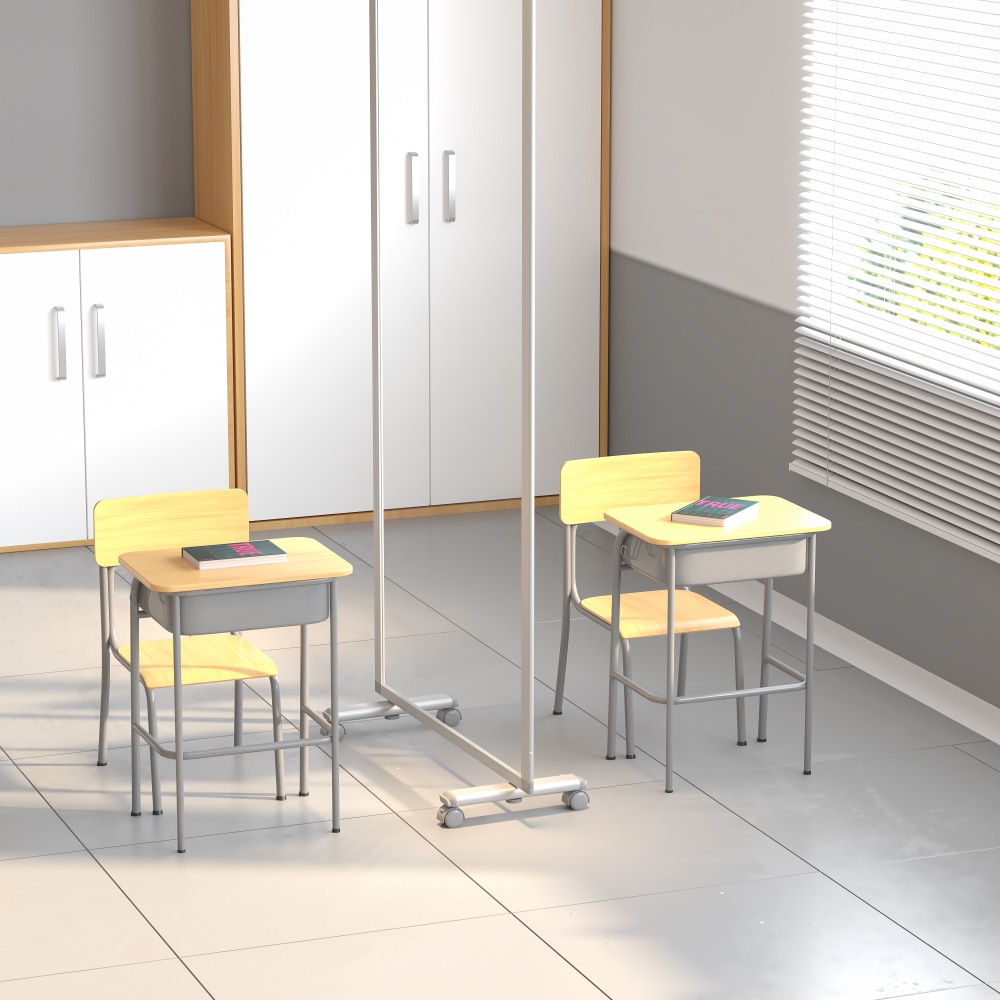 Flash Furniture Transparent Acrylic Mobile Partition With Lockable Casters, 72-3/16inH x 35-1/2inW x 14inD, Clear MPN:BRPTT021AC90183