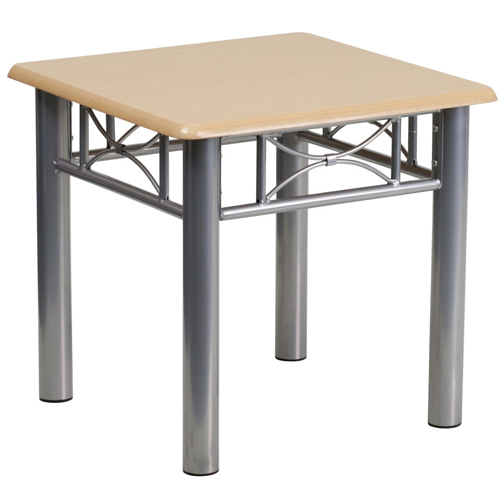 Flash Furniture End Table, 19-3/4inH x 21inW x 21inD, Natural/Silver MPN:JB6ENDNAT