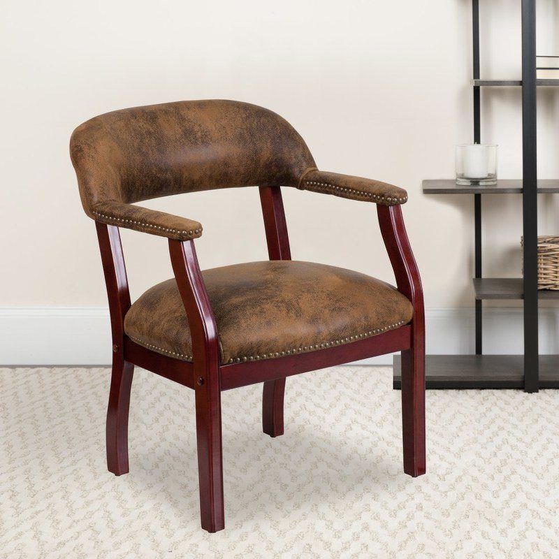 Flash Furniture Microfiber Conference Chair with Accent Nail Trim, Bomber Jacket Brown MPN:B-Z105-BRN-GG
