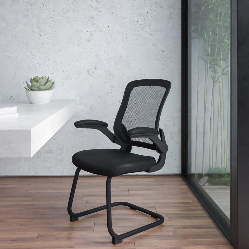 Flash Furniture Mesh Mid-Back Side Reception Chair, Black MPN:BLZP8805C