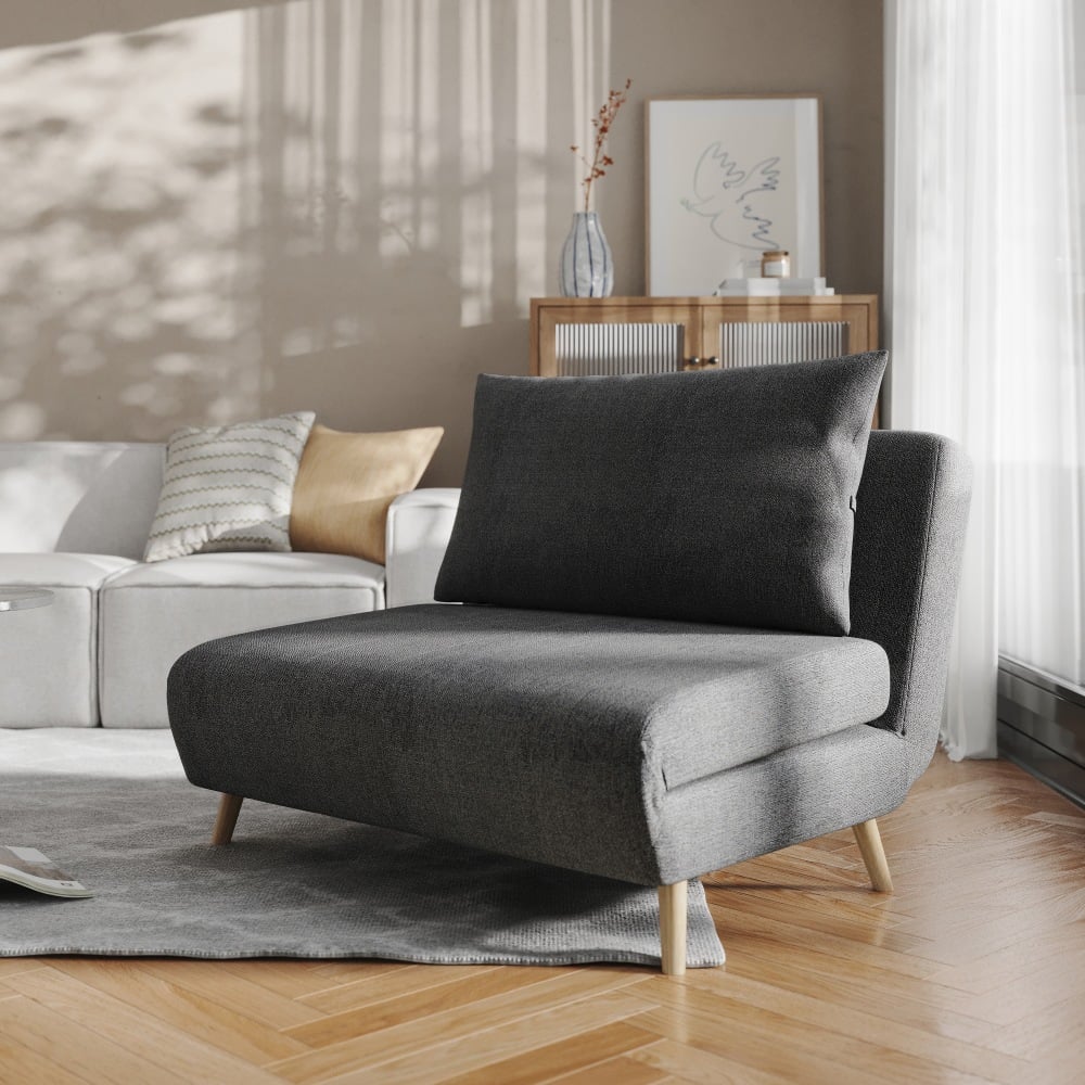 Flash Furniture Shaw Convertible Tri-Fold Fabric Sleeper Guest Chair, Dark Gray MPN:BOBSBS031DKGRY