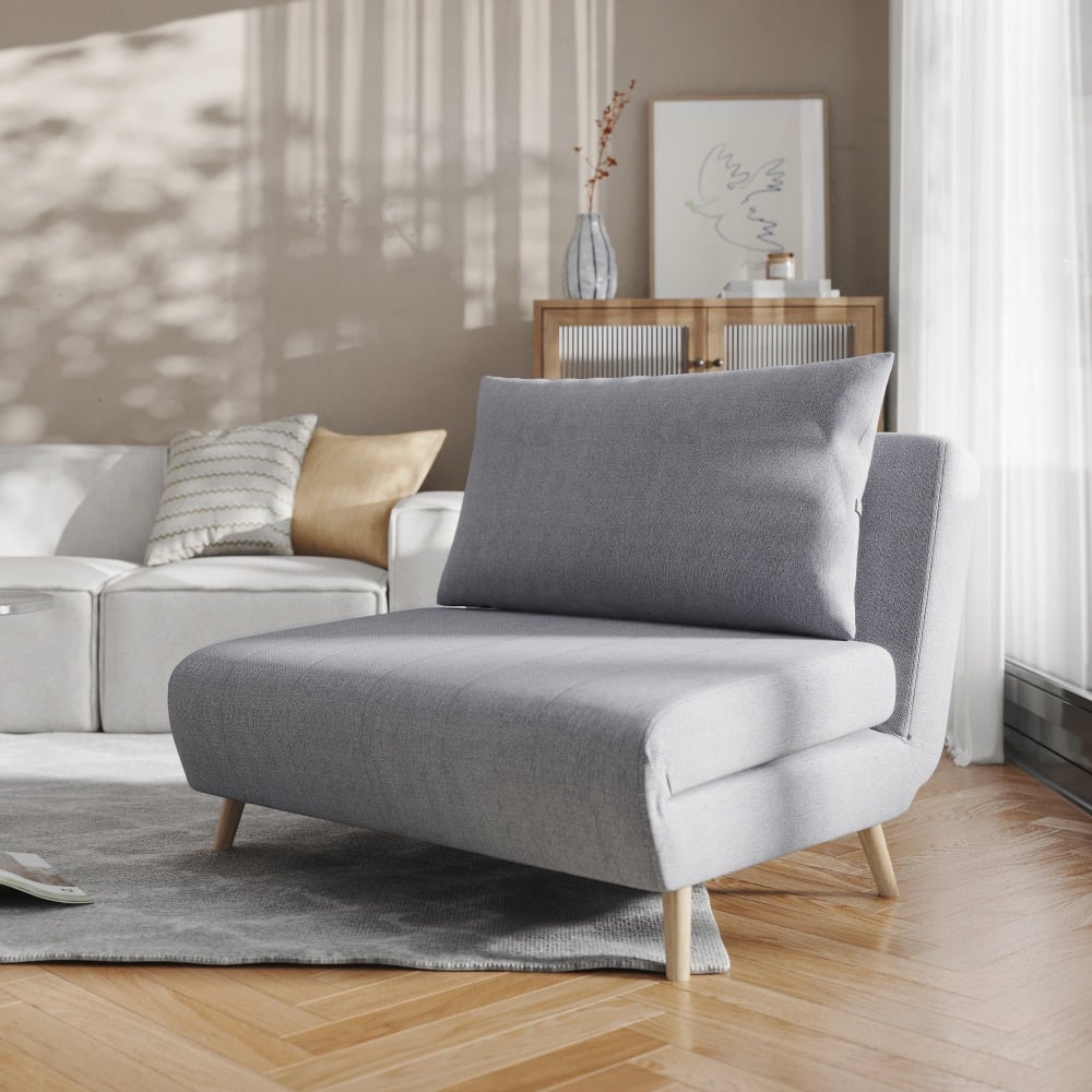 Flash Furniture Shaw Convertible Tri-Fold Fabric Sleeper Guest Chair, Light Gray MPN:BOBSBS031LTGRY