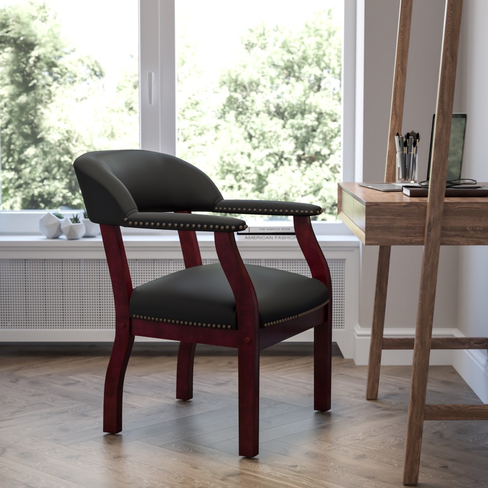 Flash Furniture Vinyl Conference Guest Chair With Accent Nail Trim, Black MPN:BZ105BLK