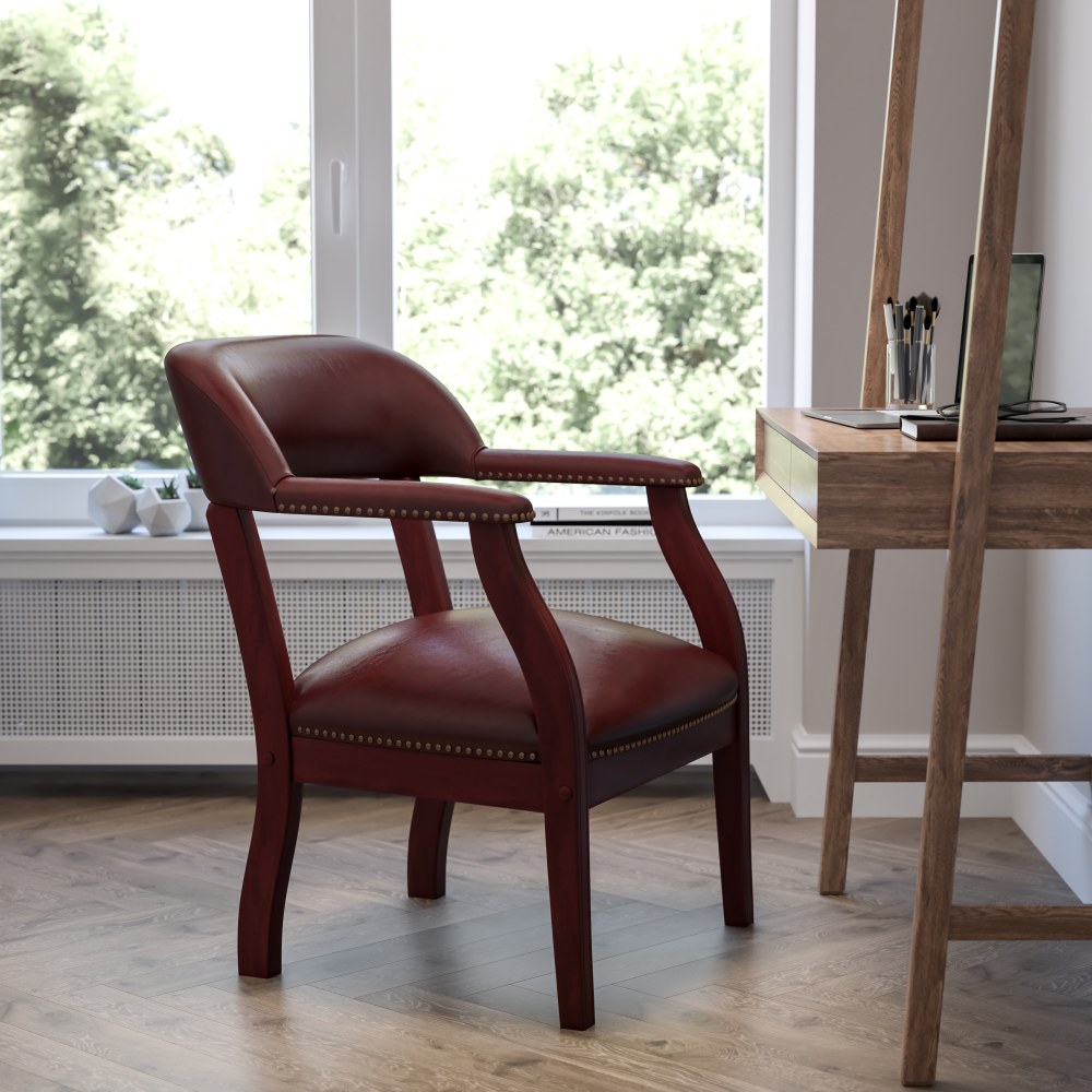Flash Furniture Vinyl Conference Guest Chair With Accent Nail Trim, Oxblood MPN:BZ105OXBLD