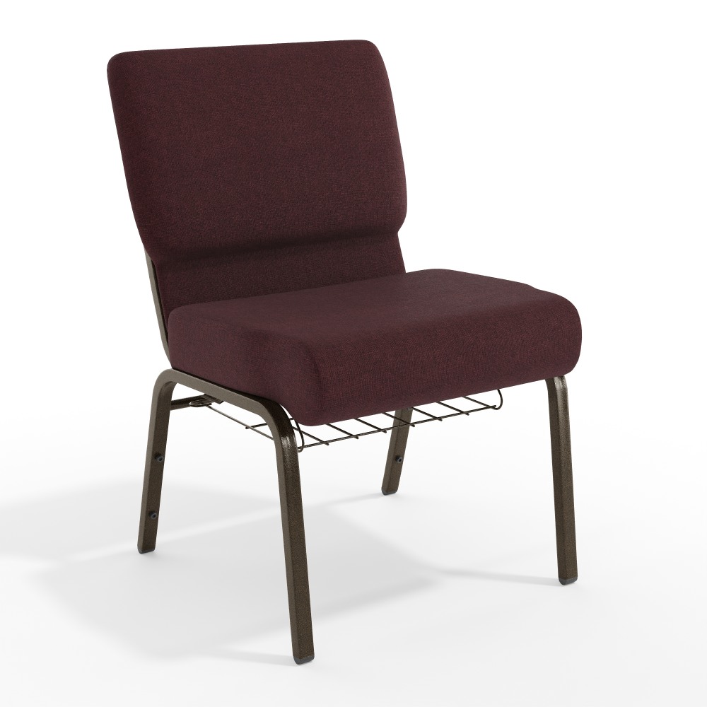 Flash Furniture HERCULES Series Church Chair With Book Rack, Plum/Gold Vein MPN:FCH2214GV005B