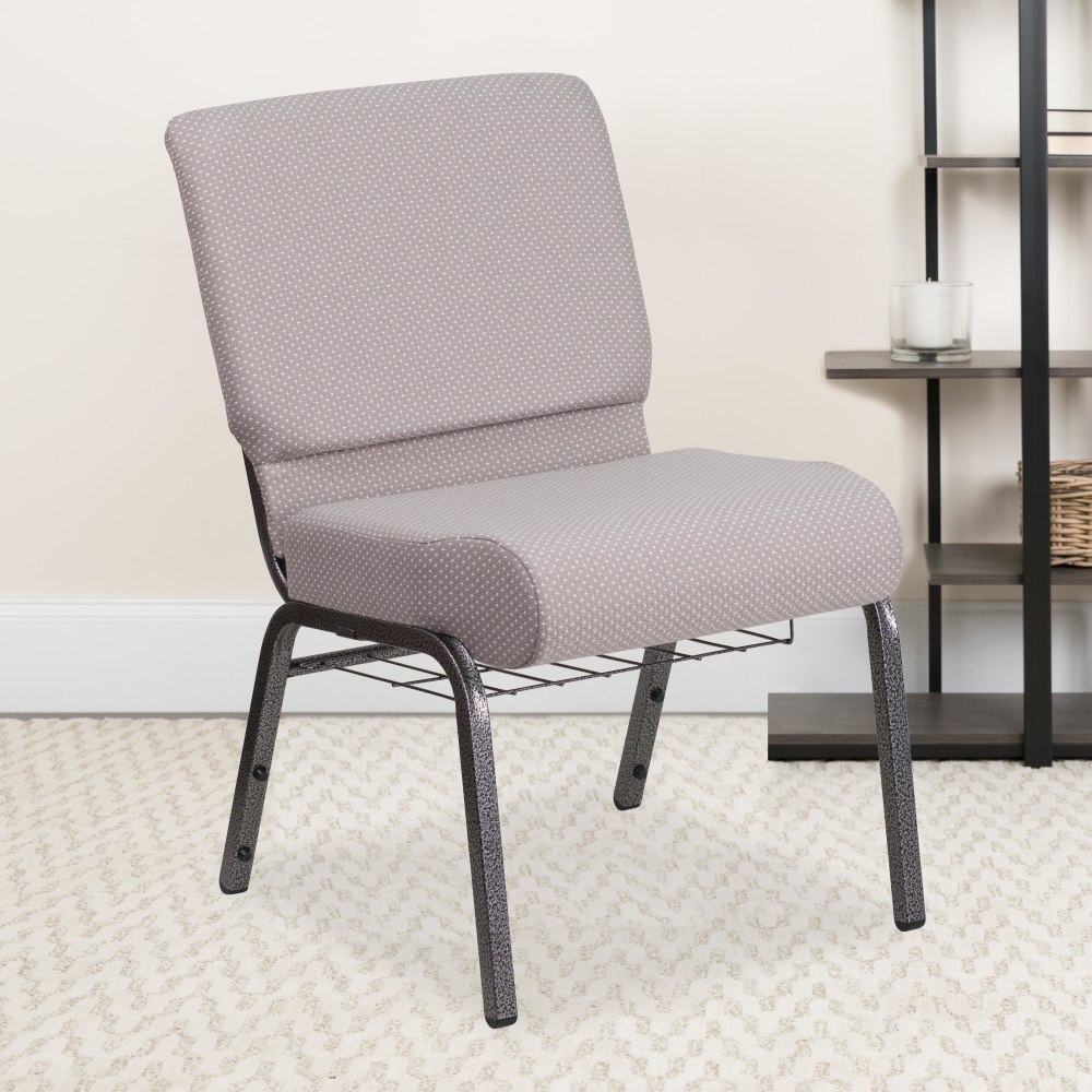 Flash Furniture HERCULES Series Church Chair With Book Rack, Gray Dot/Silver Vein MPN:FCH2214SVGYDTB
