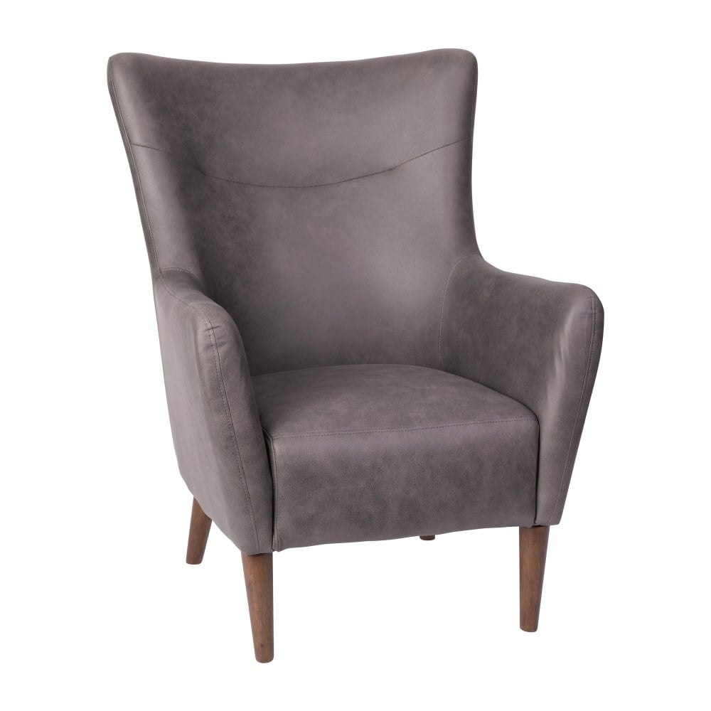 Flash Furniture Connor Traditional Wingback Accent Chair, Commercial Grade Faux Leather Upholstery and Wooden Frame and Legs, Dark Gray MPN:QYB235DGY
