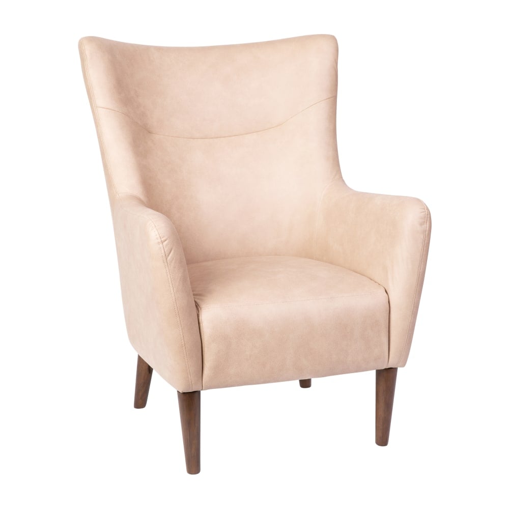 Flash Furniture Connor Traditional Wingback Accent Chair, Commercial Grade Faux Leather Upholstery and Wooden Frame and Legs, Light Brown MPN:QYB235LTBR