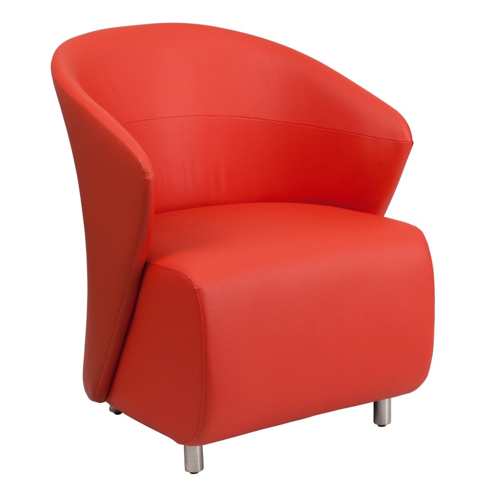 Flash Furniture Leather Curved Barrel Back Lounge Chair, Red MPN:ZB-6-GG