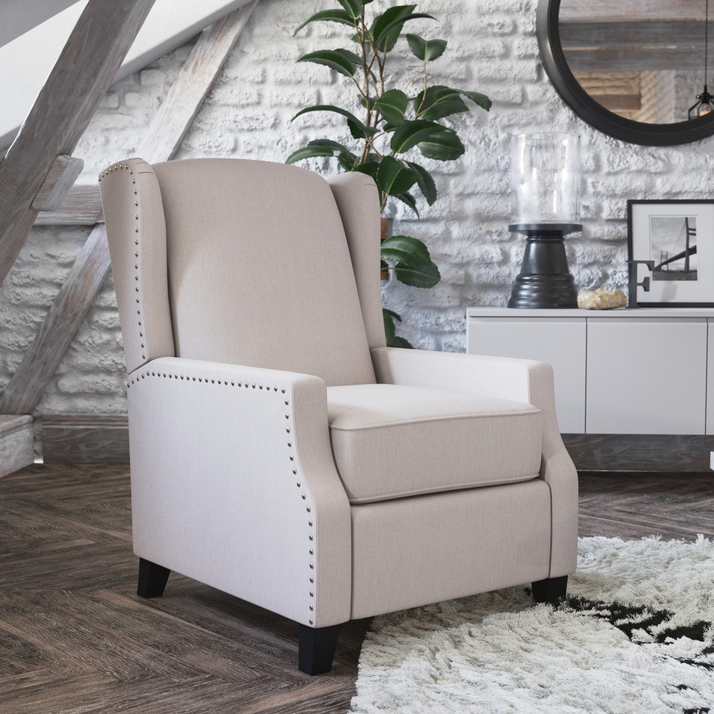 Flash Furniture Prescott Traditional Style Slim Push-Back Recliner Accent Chair, Cream MPN:BOBS70021CREAM
