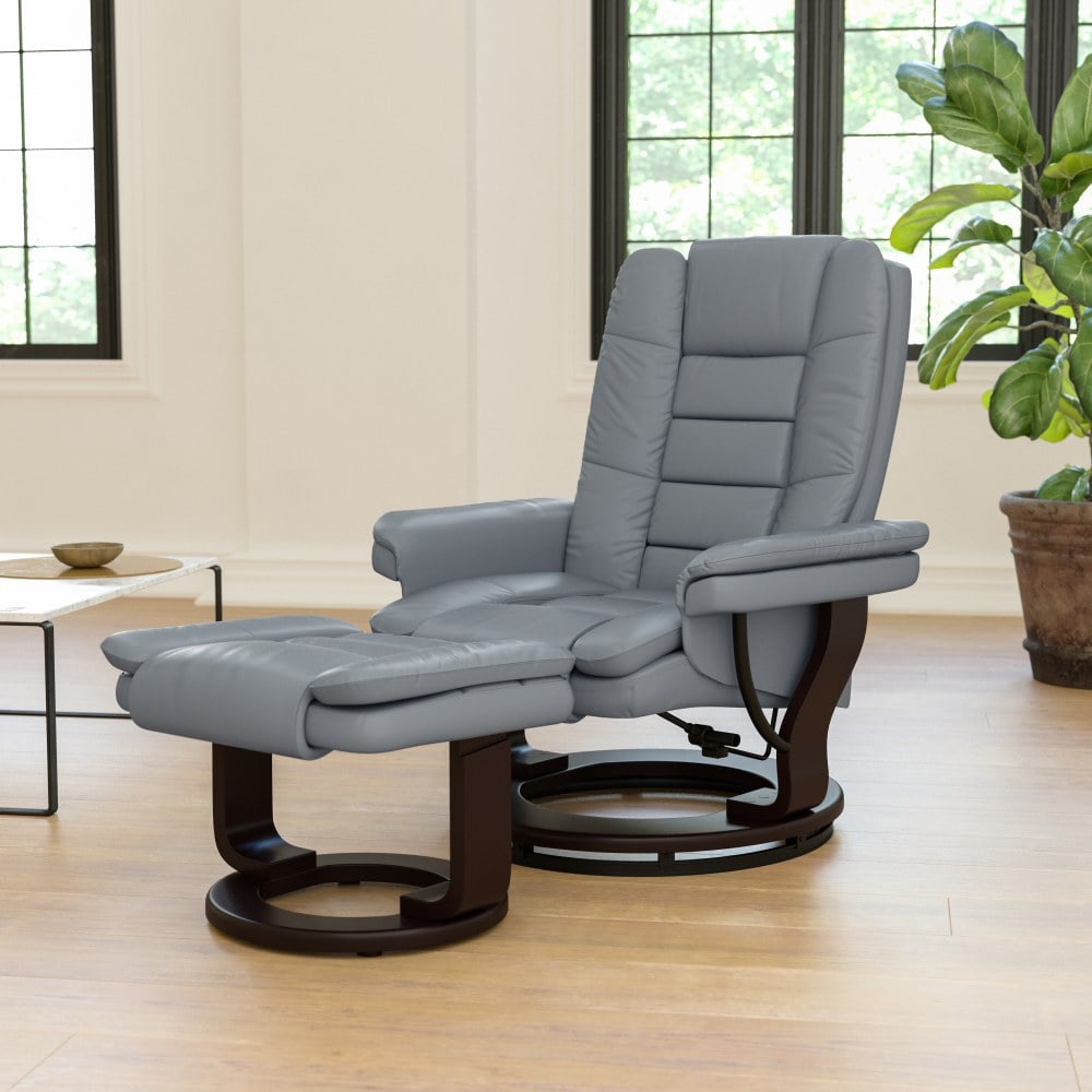 Flash Furniture Contemporary LeatherSoft Recliner With Ottoman, Gray MPN:BT7818GY