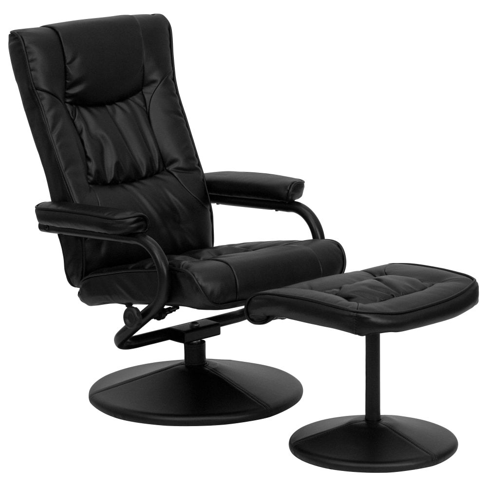 Flash Furniture Contemporary Recliner With Wrapped Base Ottoman, Black MPN:BT7862BK