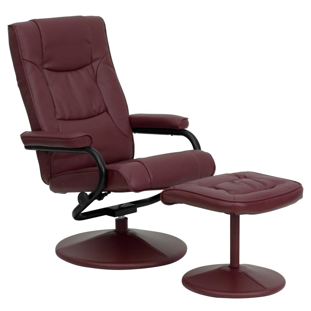 Flash Furniture Contemporary Recliner With Wrapped Base Ottoman, Burgundy/Black MPN:BT7862BURG