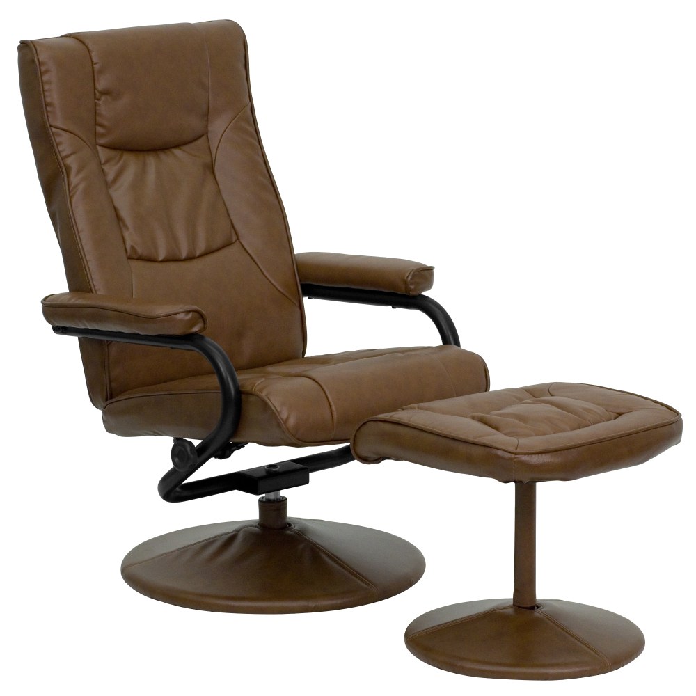 Flash Furniture Contemporary Recliner With Wrapped Base Ottoman, Palimino/Black MPN:BT7862PALIMINO