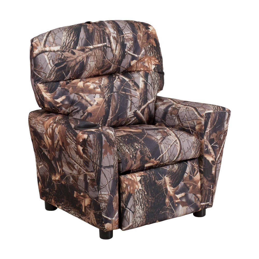 Flash Furniture Contemporary Kids Fabric Recliner Accent Chair With Cup Holder, Camouflage MPN:BT7950KIDCAMO