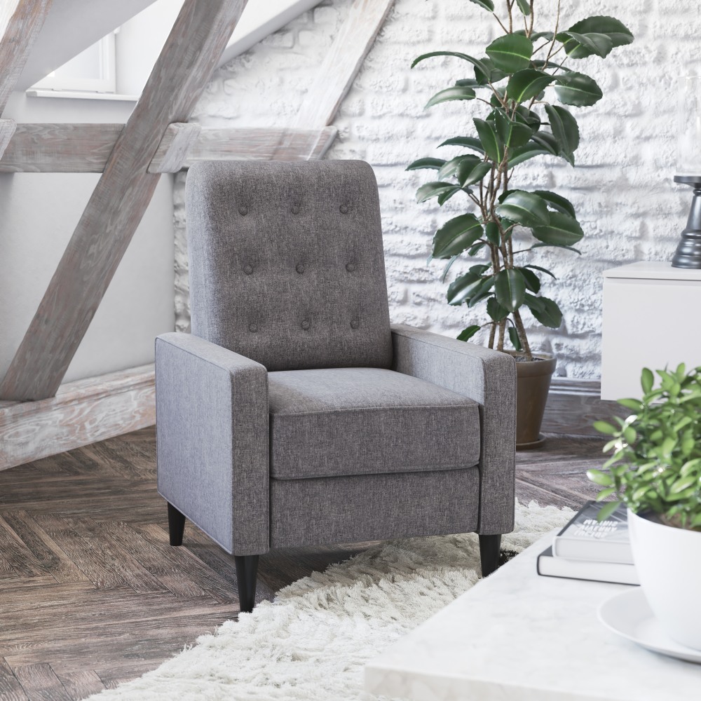 Flash Furniture Ezra Upholstered Button-Tufted Push-Back Recliner, Gray MPN:SGSX80415NGY