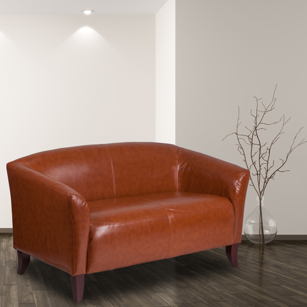 Flash Furniture Hercules Imperial Leathersoft Loveseat, 29inH x 52inW x 29inD, Cognac/Cherry MPN:1112CG