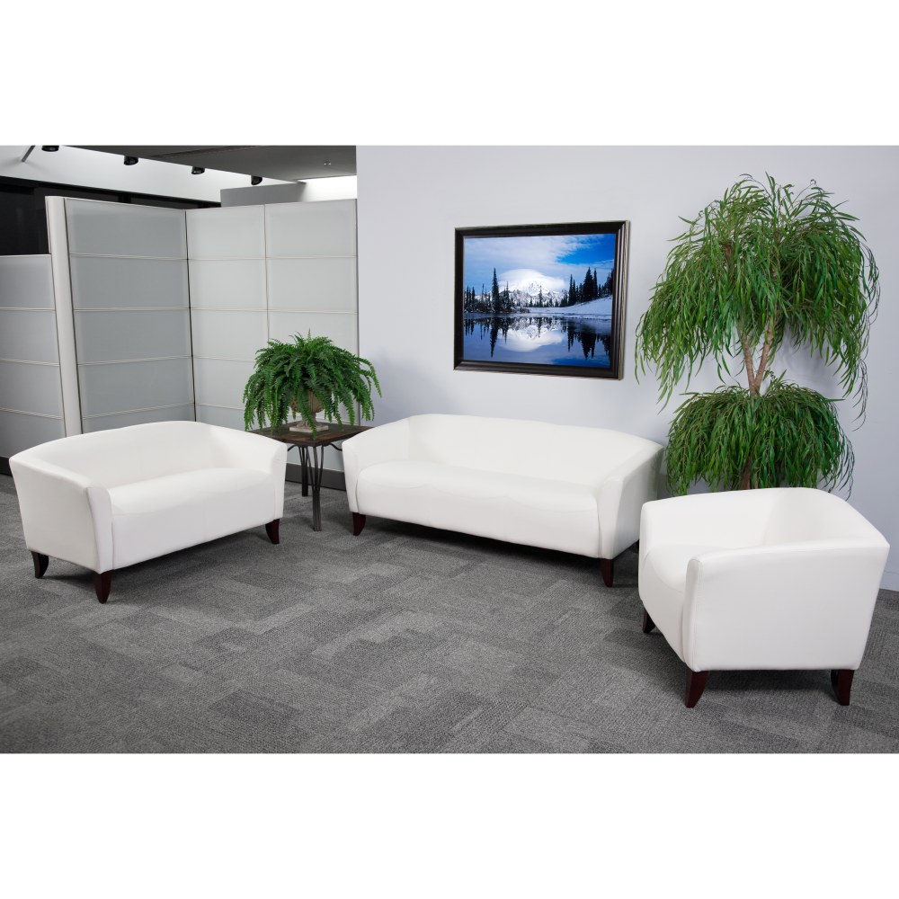 Flash Furniture Hercules Imperial Leathersoft Loveseat, 29inH x 52inW x 29inD, Ivory/Cherry MPN:1112WH