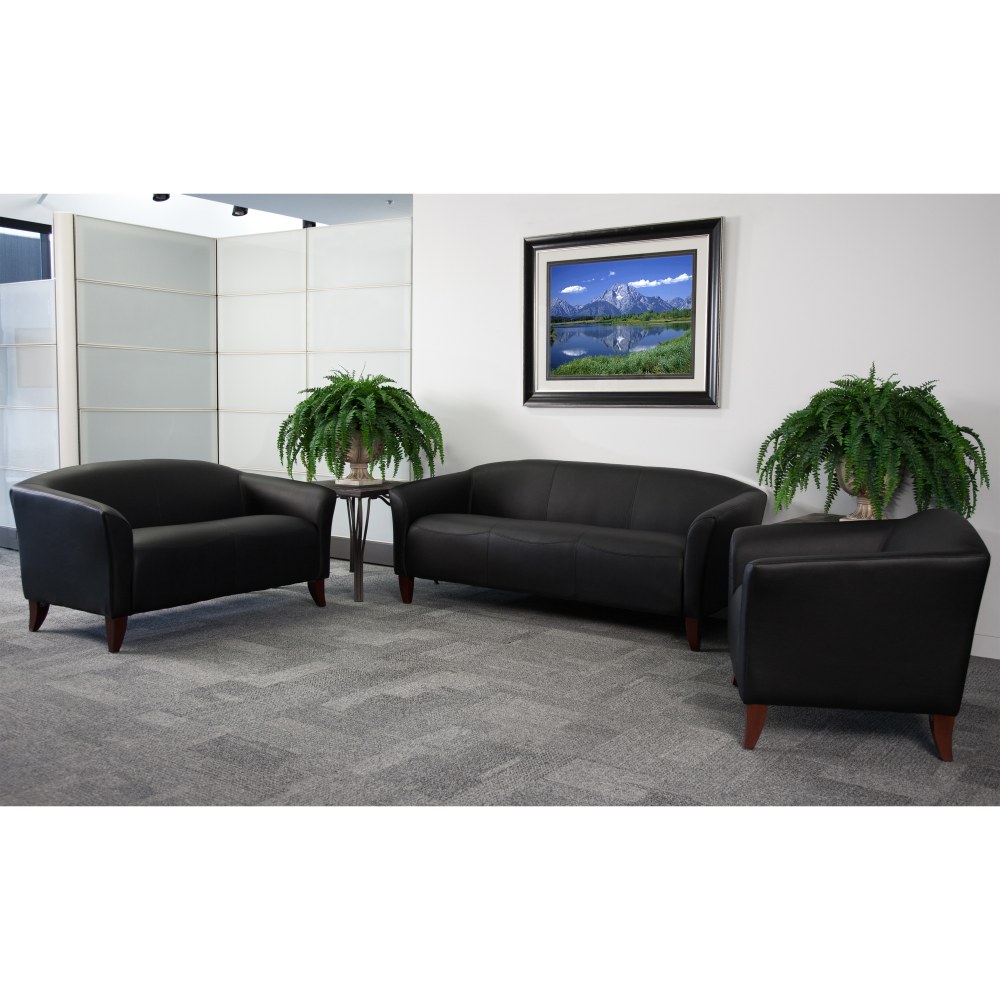 Flash Furniture HERCULES Imperial Series Reception Set With Cherry Wood Feet, Black MPN:111SETBK