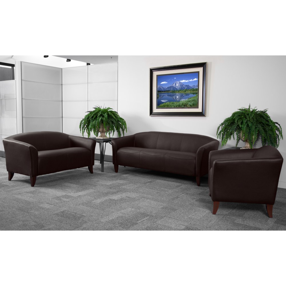 Flash Furniture HERCULES Imperial Series Reception Set With Cherry Wood Feet, Brown MPN:111SETBN