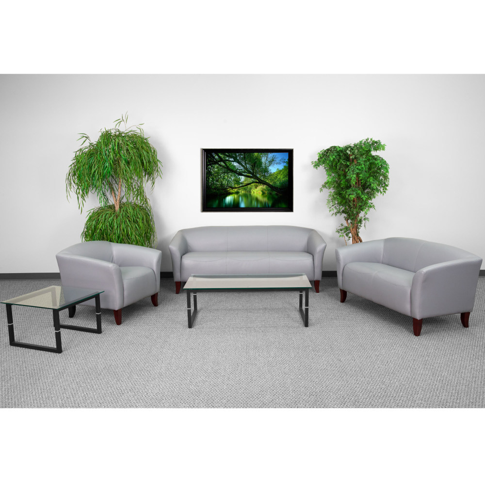 Flash Furniture HERCULES Imperial Series Reception Set With Cherry Wood Feet, Gray MPN:111SETGY