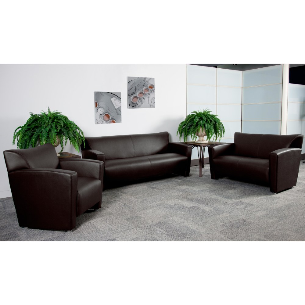 Flash Furniture HERCULES Majesty Series Leathersoft Sofa With Extended Panel Arms, 31-1/4inH x 68-1/2inW x 30inD, Brown MPN:2223BN