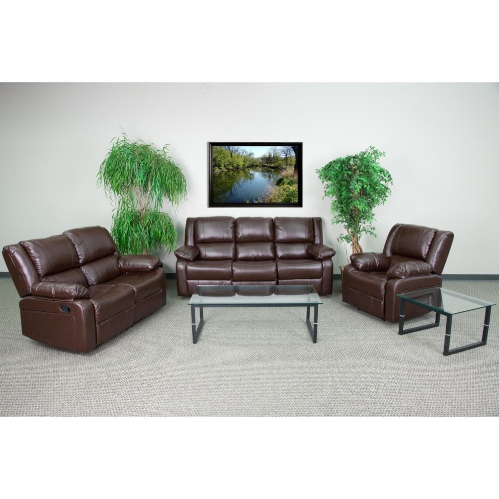 Flash Furniture Harmony Series LeatherSoft Reclining Sofa Set, Brown MPN:BT70597RLSSETBN