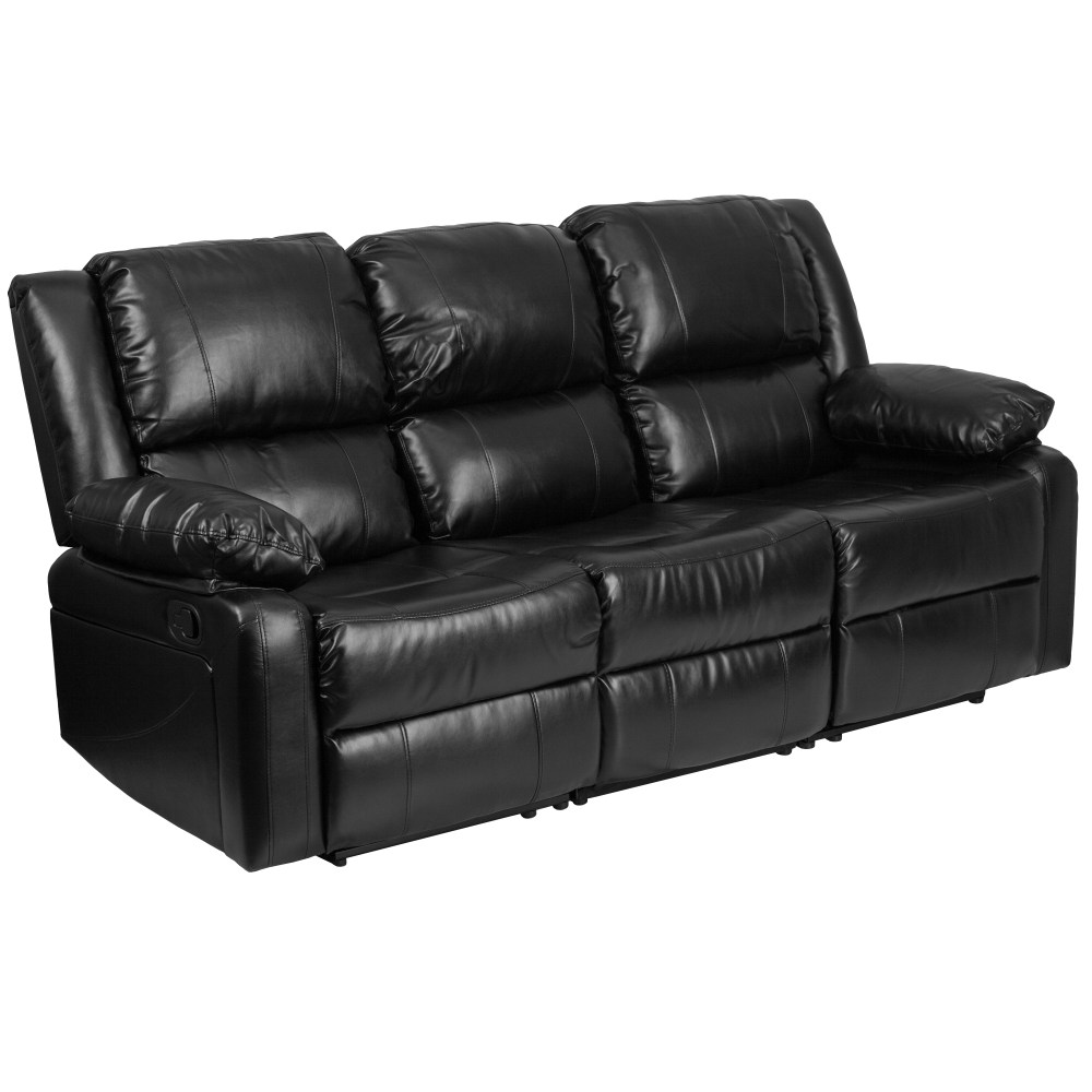 Flash Furniture Harmony Series LeatherSoft Faux Leather Sofa With 2 Built-In Recliners, Black MPN:BT70597SOF