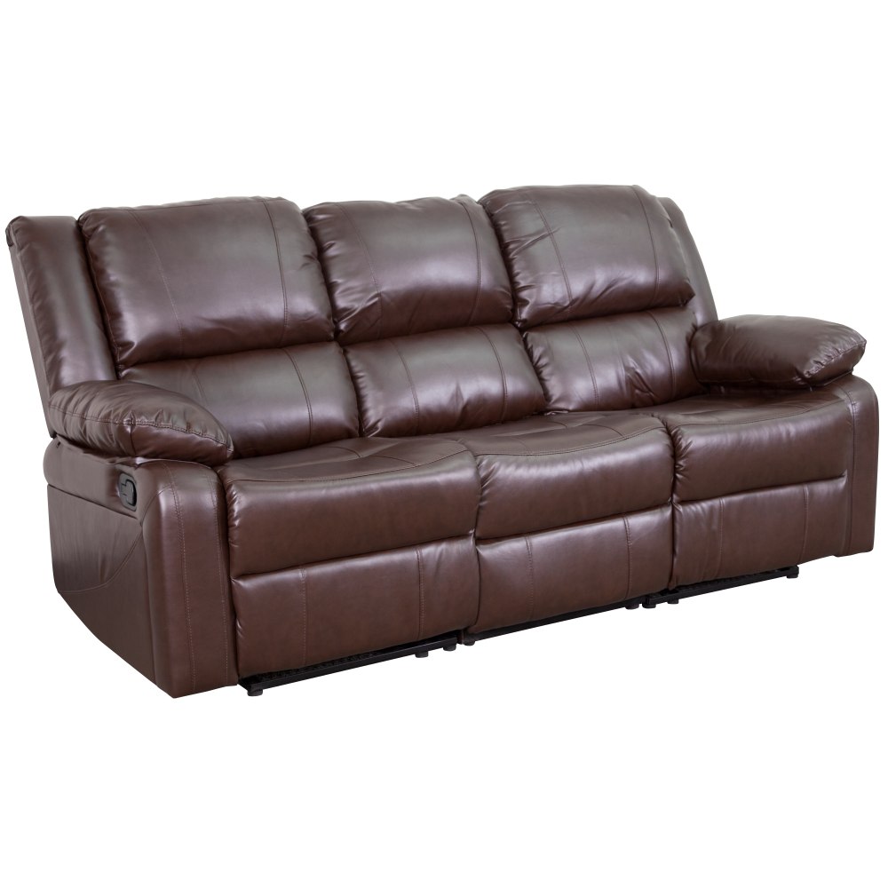 Flash Furniture Harmony Series LeatherSoft Faux Leather Sofa With 2 Built-In Recliners, Brown MPN:BT70597SOFBN