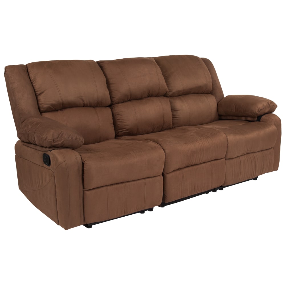 Flash Furniture Harmony Series Microfiber Sofa With 2 Built-In Recliners, Chocolate Brown MPN:BT70597SOFBNMIC