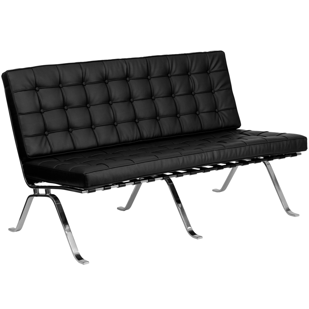 Flash Furniture HERCULES Flash Series LeatherSoft Loveseat with Curved Legs, Black MPN:ZBFLC801LSBK