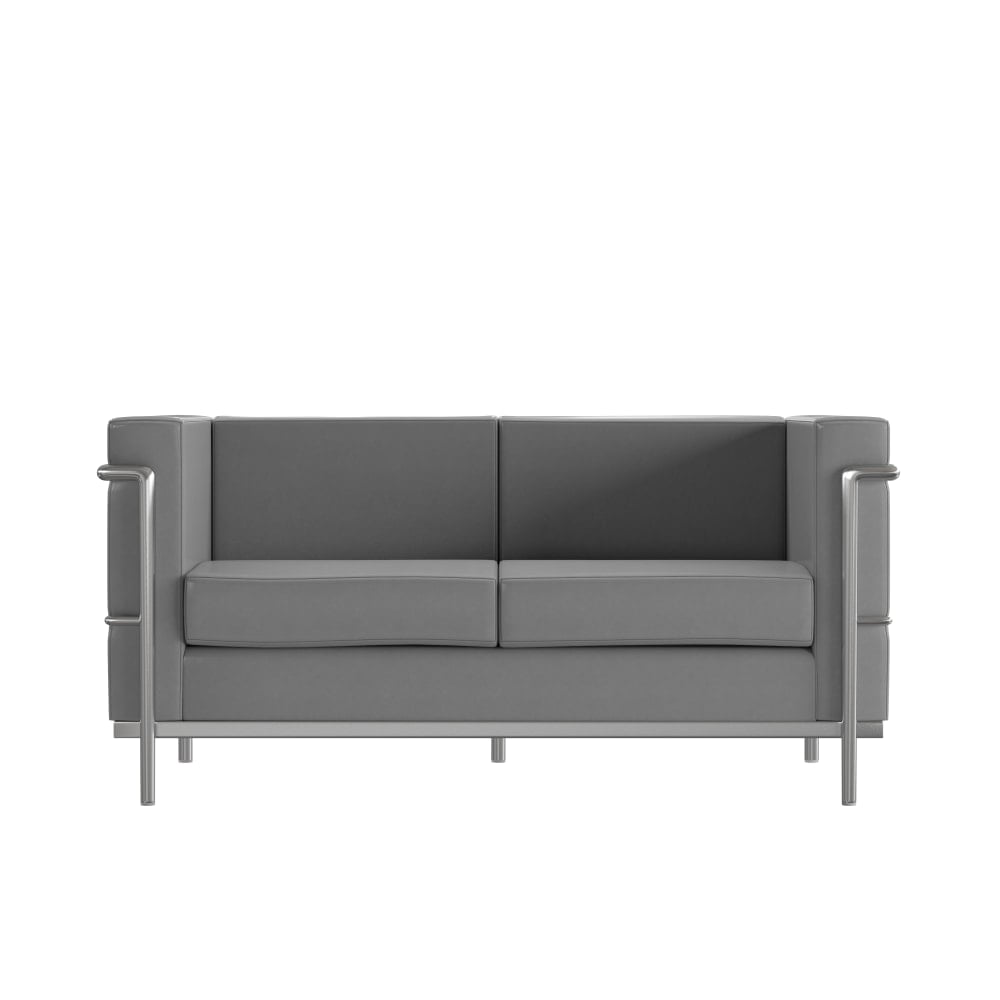 Flash Furniture HERCULES Regal Series Contemporary Leathersoft Loveseat with Double Bar Encasing Frame, Gray MPN:ZBREG8102LSGY