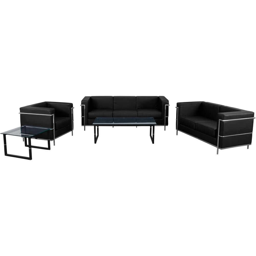 Flash Furniture HERCULES Regal Series Reception Set in LeatherSoft, Black MPN:ZBREGAL810SETBK